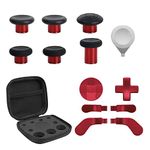 TOMSIN Replacement Magnetic Buttons Kit for Xbox Elite Controller Series 2 Accessories, Includes 6 Metal Plating Joysticks, 4 Paddles, 2 D-Pads, 1 Adjustment Tool (Plating Red)