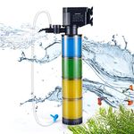 Weipro Fish Tank Filter with 4-Stage Filtration, Transparent Filter Cartridges, 21W Adjustable Aquarium Filter Pump for 120~270 Liters Living Room Fish Tank, TH300B(1100L/H)