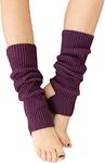 YUANQIAN Women Winter Extra Soft Over Knee High Footless Knitted Stirrup Leg Warmers for Yoga Ballet Dance (Purple-1pair)