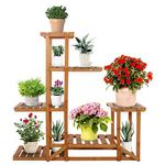 Livzing 6-Tier Tall Wooden Plant Stand, Bamboo Flower Pot Stand-Plant Stand For Balcony-Living Room-Garden Stand-Pot Stand, Plant Stand Outdoor-Indoor, Planter Stand For Plants-Pot Holder-Gamla Stand