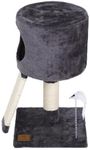 Charlie's Pet Cat Tree Cubby with Scratching Slope Ramp with Mouse Teaser Toy Solid Base Easy to Climb Slopy Stair Scratcher and Cozy Cat House - Grey 30x30x52cm