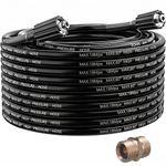 YUET 15M 50ft High Pressure Washer Hose, 2610 PSI Universal Extension Hose Replacement Hose for Kärcher, for Nilfisk, Petrol Washer with M22x14mm Thread Extension Plug, Double External Thread Coupling