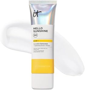 IT Cosmetics Hello Sunshine Invisible Sunscreen for Face SPF 50 - Sunscreen, Hydrating Serum & Makeup Primer - 1% Pro-Vitamin B5 & Hyaluronic Acid - HSA/FSA Eligible - No White Cast - 2.7 fl oz