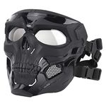 AOUTACC Airsoft Skull Mask,Adjustable Tactical Full Face Protective Masks for Cs Paintball Wargame Halloween Cosplay Costume Party (Black)