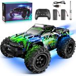 JOYTREKY Remote Control Cars - 1:18 Rc Car HighSpeed 25KMH+ LED Light with Spray 2.4GHz All Terrain Off Road Truck Toys 2 Rechargeable Batteries 60 Min Playtime Fast Racing Toy for Kids Adults - Green