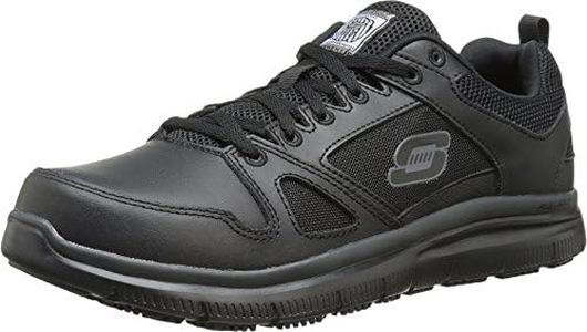 Skechers for Work Men's Flex Advantage Slip Resistant Oxford Sneaker, Black, 14 W US