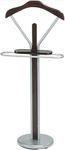 KB Designs - Suit & Tie Freestanding Valet Stand Clothing Organizer Rack, Silver/Walnut