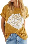 Womens Rose Graphic Tee T Shirt Loo