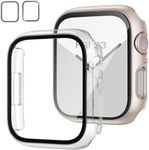 Jivitam 1 Pack Compatible with Apple Watch Series 10 Screen Protector Case mm, Hard PC Ultra-Thin Full Shockproof Cover for Apple Watch 10 mm Accessories (Starlight + Clear (2 Pack), 42MM)