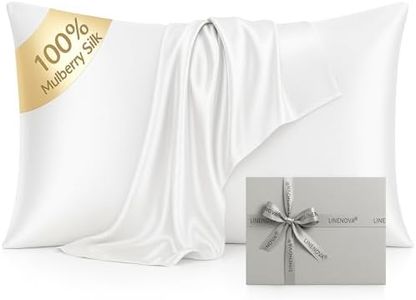 LINENOVA 100% Mulberry Silk Pillowcase – Standard/Queen 50x75cm, 1 Pack, Luxury 6A Grade Silk for Hair & Skin, Anti-Frizz, Moisture Retaining, Hypoallergenic & Breathable, Gift-Ready – White