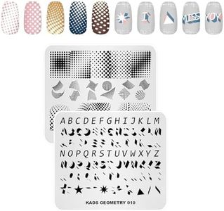 Rolabling 2pcs Nail Stamp Plates Set Geometry Pattern Nails Art Stamping Plates Nail Plate Template Stencil Plate (Set 4)