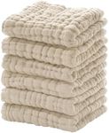 Looxii Muslin Baby Washcloths 6 Pack, 100% Cotton Baby Wash Cloths for Baby Face Body, 12x12 inches Large Soft Absorbent Face Towels for Newborns