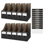 GOYADA 10 Pcs Magazine File Holder, Cardboard Magazine Holder with Labels, 9 x 26 x 27CM Recyclable Folder Holder, File Storage Rack for Shcool Home Office Desktop Organiser (Black)