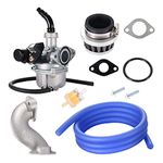 GOOFIT 19mm Cable Carburetor Air Filter Assembly Carb Intake Choke Pipe Gasket Fuel Hose SUNL Line Replacement For 50cc 70cc 110cc 125cc ATV Dirt Taotao blue