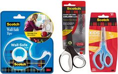 Scotch Damage Free Mounting and Decor by 3m Wall Safe Tape & 3M Titanium Scissors, 8" & 3M Kids Scissors, 5"