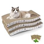 3 Pack Cat Scratch Pad, Recyclable Corrugated Cat Scratcher Cardboard,Premium Textures Design Cat Scratching Pad for Cats to Rest, Grind Claws and Play,Type S, Reversible