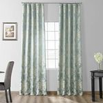 HPD Half Price Drapes Designer Damask Curtains for Room Decoration 96 Inches Long Faux Silk Room Darkening Curtains (1 Panel), 50W x 96L, Steel Blue & Silver