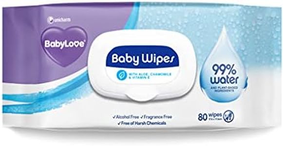 BabyLove 480 Piece (6 Pack x 80) 99% Water & Plant-Based Ingredients Hypoallergenic Baby Wipes