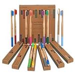 EcoSlurps 12 Bamboo Toothbrushes - One Year Supply with Months On Internal Boxes - Award Winning British Brand of Adult Toothbrush Multipack (12 Adult, Multicoloured)