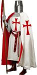 SUNLEXA Medieval Tunic Templar Knight Halloween Costume Hooded Cap Cloak Renaissance Surcoat Cosplay Costumes Size (S-6XL), White/Maroon Templar