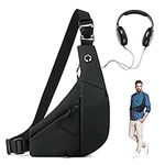 Victop Sling Bag for Men Women Small Chest Bag Shoulder Bags with Headphone Jack, Waterproof Crossbody Backpack Lightweight Sling Rucksack Bags for Casual Sports Outdoor Hiking Cycling Travel