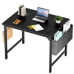 Sweetcrispy Small Computer Office Desk 32 Inch Kids Student Study Writing Work with Storage Bag & Headphone Hooks Modern Simple Home Bedroom PC Table