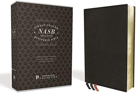 NASB, Single-Column Reference Bible, Wide Margin, Premium Goatskin Leather, Black, Premier Collection, Black Letter, 1995 Text, Art Gilded Edges, Comfort Print
