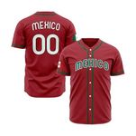 Customized Mexico Baseball Jersey World Baseball Classic Shirt Jersey,Printed Personalized Name Number for Men Youth Women Red