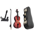 Miniature Cello, 5.5in Wooden Musical Model with a Stand, Cello Bow and Miniature Cello Case for Children or Musician Friends