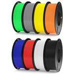 ELEGOO PLA Filament 1.75mm Bundle 8 Pack x 250g, 3D Filament Dimensional Accuracy +/- 0.02mm Plastic Spool Fits for Most FDM 3D Printers, Black/White/Red/Dark Blue/Grey/Orange/Yellow/Neon Green