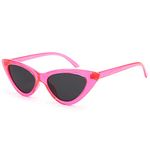 livho Retro Vintage Narrow Cat Eye Sunglasses for Women Clout Goggles Plastic Frame, A-barbie Powder, Medium