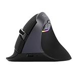 DELUX Wireless Vertical Mouse Rechargeable, 2.4G Small Silent Ergonomic Mouse Bluetooth, 6 Buttons and 4000 DPI, RGB Computer Optical Mouse Reduce Wrist/Hand Strain (M618mini-Iron Grey)