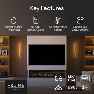 Valine Fires 60" 3-Sided Electric Fireplace – Modern Wall-Mount Heater