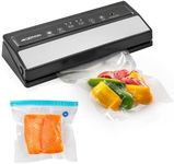 GERYON Vacuum Sealer Machine – Automatic Food Vacuum Sealer for Dry & Moist Food, Compact with LED Touch Panel, Includes Zipper Bags & Roll, Perfect for Sous Vide & Freezer Storage (Silver)