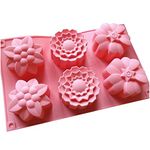 Allforhome 6 Cavities Flowers Shape Silicone Cake Baking Mold Cake Pans Moulds Muffin Cups Handmade Soap Moulds Bareware Tray Soap DIY Moulds Soap Making Art Craft Mould Savon moule Moule a Gateau