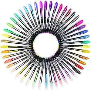 Ciaoed Set di 48 Penne Gel Glitter Multicolore Colorate Penne per Colorazione, Pittura, Disegno, Scarabocchiare(12 Metallico+12 Glitter+12 Neon+12 Waterchalk)