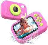 Waterproof Kids Camera, Underwater Camera for Kids 1080P Digital Video Camcorder with 2.4” Display, 32GB TF Card, Emergency LED Flash, Diving Swimming Beach Pool Toys for 3-12 Years Old Girls, Pink
