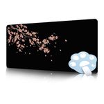 FAIRYGATE Mouse Pad Large Anti Slip Rubber Desk Pads Japanese Cherry Blossom Black Gaming Keyboard Mousepads Laptop Computer Women Men for Home Office Decor B5904-M