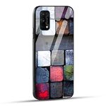 NDCOM for Realme 7 Pro Back Cover Wooden Block Printed Glass Case