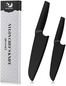 Nylon Knife | Plastic Knife Safe for Kids | 2 Piece Set 11” and 9” | Nylon Knife Set for Cutting Fruits, Veggies and Bread | Kids Nylon Knife for Nonstick Pans Black