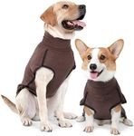 HEYWEAN Dog Sweatshirt Stretch Fleece Vest Warm Dog Sweater Pullover for Small and Medium Dogs Pet Winter Clothes for Indoor and Outdoor Wear (Large, Brown)