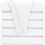 Oakias Twin Flat Sheets White – Pack of 6 Top Sheets for Bed – Soft Brushed Microfiber Fabric – Shrinkage & Fade Resistant – Ideal for Hotels and Hospitals – Machine Washable