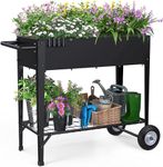 Highpro Raised Bed Garden with Wheels and Legs, Mobile Planter Box Elevated on Wheels Portable Planter Cart Outdoor Indoor for Vegetable Herbs Potted Plants Flowers