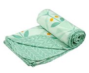 VAS COLLECTIONS 120 GSM Premium Cotton Printed Dohar/AC Blanket for Single Bed Size (60 x 86 inches) |Ultrasoft & Lightweight |Single - 152x220 cms-Light Green & Orange