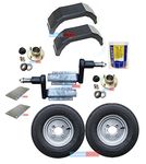 leisure MART 350kg Avonride trailer suspension units supplied with 4 inch PCD hubs, 8 inch 4PR wheels, plates, grease and mudguards (Set 13) Pt no. LMX1896