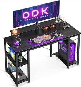 ODK Escritorio, Escritorio Gaming de Juegos con Estante Reversible, Escritorio Ordenador con Soporte para Monitor, Mesa Gamer de Juegos Escritorio Ordenador para Oficina, Salón (Negro, 120x50x86.5cm)