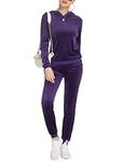 HOTOUCH Women's Purple M Velour Tracksuit, Winter Warm Sports Suit, Jogging Suit, Hoodie and Trousers, Tracksuit with Pockets