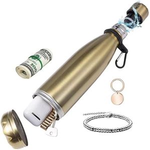 Botella de almacenamiento segura de acero inoxidable para guardar llaves, capacidad de 750 ml (dorada)
