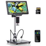 TOMLOV DM201 Pro HDMI Digital Microscope,10 Inch Stand Included, 7" LCD Microscope 1200X, 16MP Coin Micro Soldering Microscope with Screen, Windows/Mac OS/TV Compatible, 32GB Card