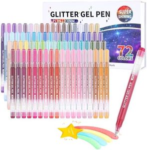 KEMYR Glitter Effect Gel Pens, 72 Colors Sparkle Colored Gel Markers for Adult Coloring Books, Metallic Glitter Pens for Drawing, Scrapbooking, Writing, Doodling